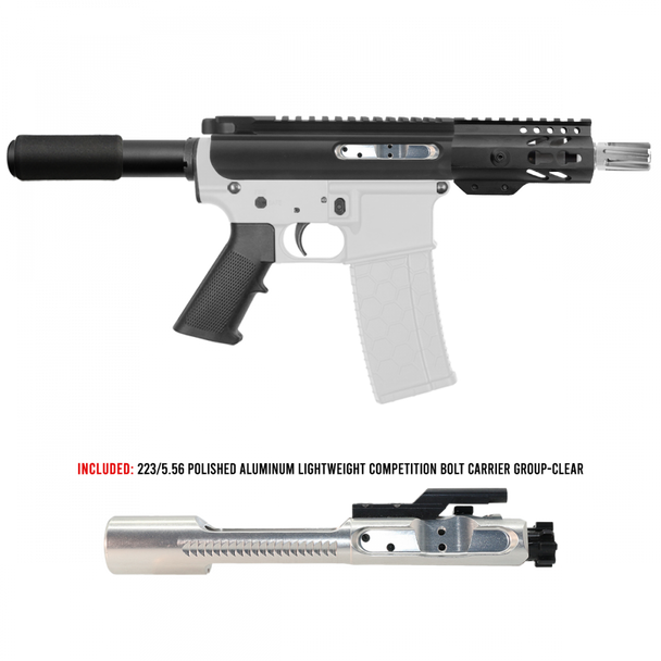 AR-15 5.56 NATO 5'' Silver Polished BCG Pistol Kit