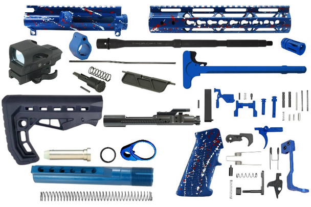 AR-15 5.56 Blue Flame Splatter Ultimate Rifle Complete Build Kit