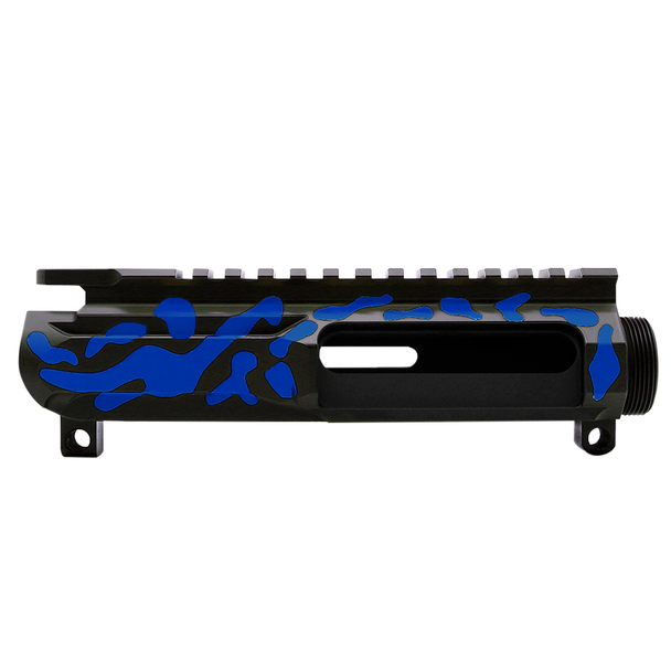 AR-15 Blue Flame Camo Side Cut Upper Receiver