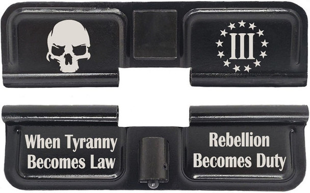 AR-15 Engraved Threeper Skull Ejection Port Dust Cover Assembly