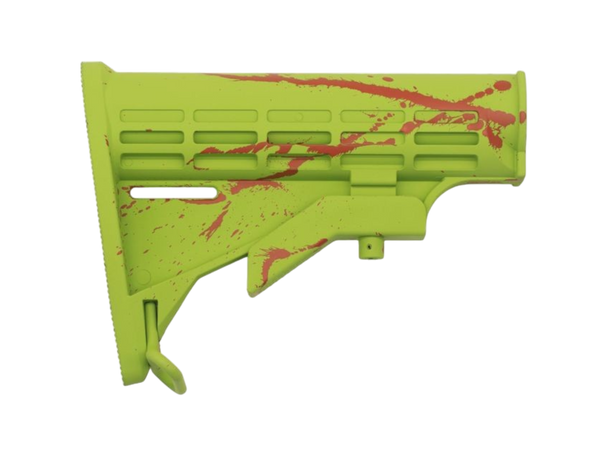 AR-15 Cerakote Zombie Green Blood Splatter Collapsible Stock