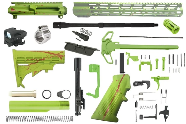 AR-15 Cerakote Blood Splatter Zombie Green Ultimate Rifle Build Kit