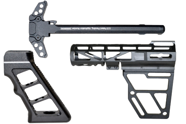 AR15 Skeletonized Pistol Arm Brace, Black Anodized Aluminum