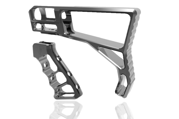 Tactical Dynamics AR-15 Grey Aluminum Skeletonized Stock & Grip Set