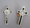 LARGE Silver & Black St. Saint Benedict Rosary Crucifix 2"