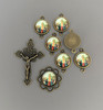 Rosary CENTER & CRUCIFIX & PATER Immaculate Heart Mary 8pc BRONZE