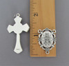 BLUE Miraculous Medal Rosary Crucifix & Centerpiece 2pc