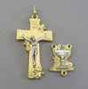 2 tone Communion Chalice Rosary Center & Crucifix -2 pc