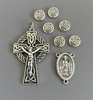 Rosary CENTER & CRUCIFIX 8pc Set ~ Celtic Saint Patrick SILVER
