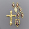 Rosary CENTER & CRUCIFIX & PATER Divine Mercy Jesus GOLD 8pc
