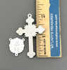 Green Rhinestone Miraculous Medal Crucifix & Centerpiece 2pc