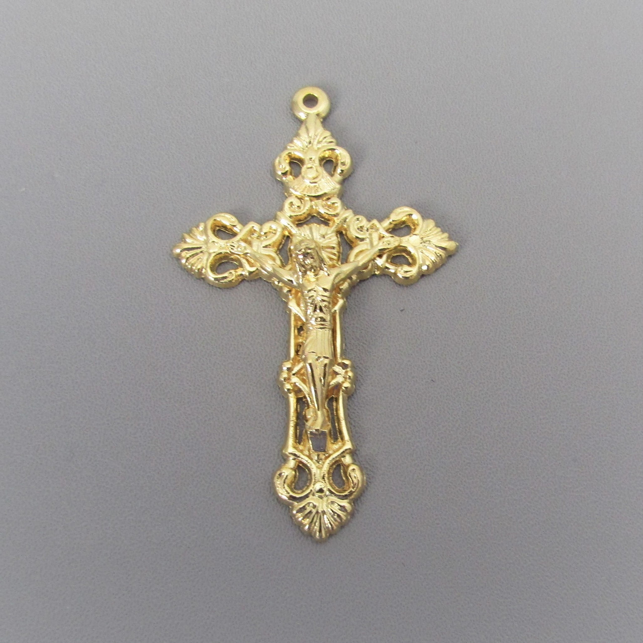 Filigree Rosary Crucifix 2" ~ Large GOLD
