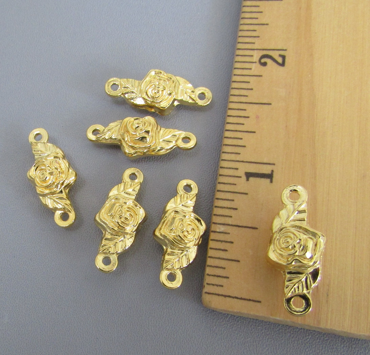 Rose OUR FATHER Beads ~ 12/pkg LARGE Gold