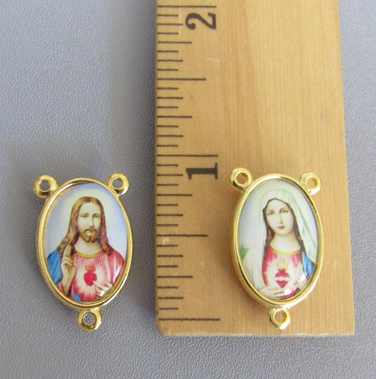 Sacred & Immaculate Heart Center 1" LARGE 2 side GOLD
