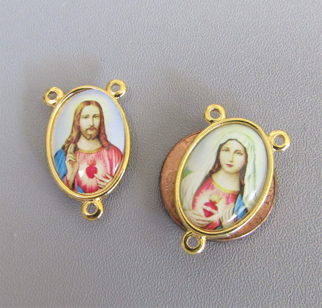 Sacred & Immaculate Heart Center 1" LARGE 2 side GOLD