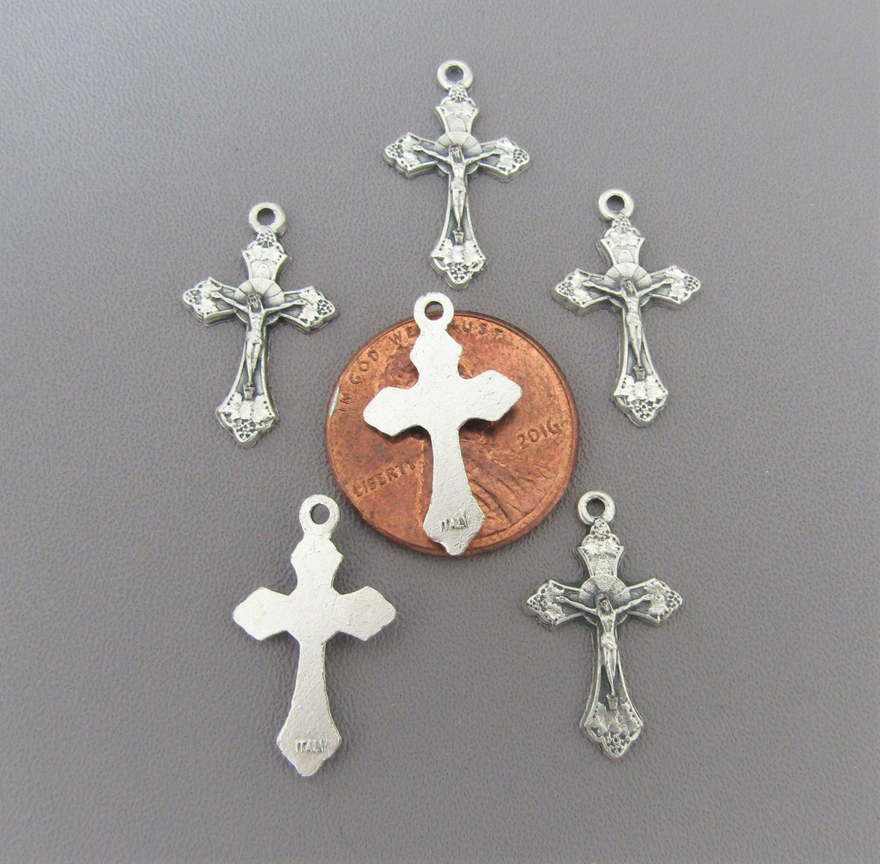 Tiny GRAPE Rosary Crucifix SILVER - Lot 6 