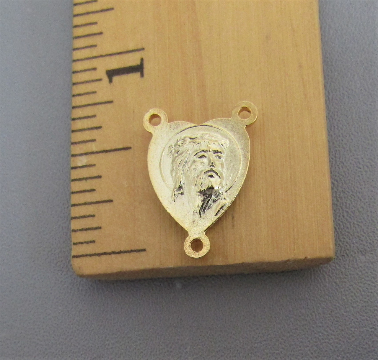 HEART Shape Rosary Center Mary & Jesus GOLD - Lot 3