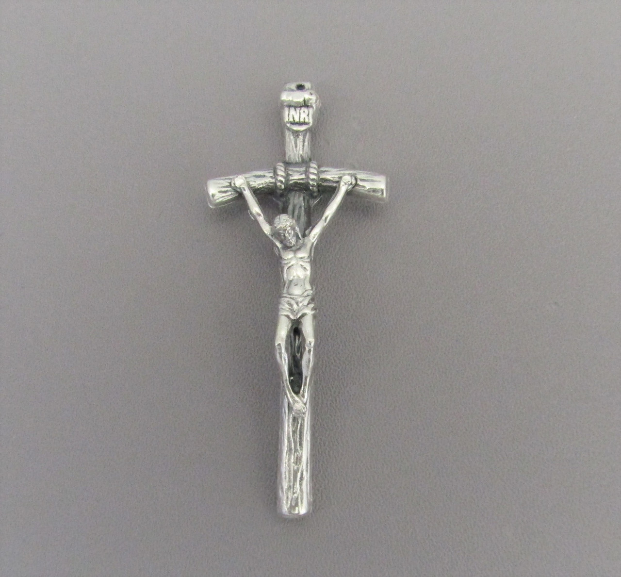 PAPAL Rosary Crucifix 2.25" Large SILVER