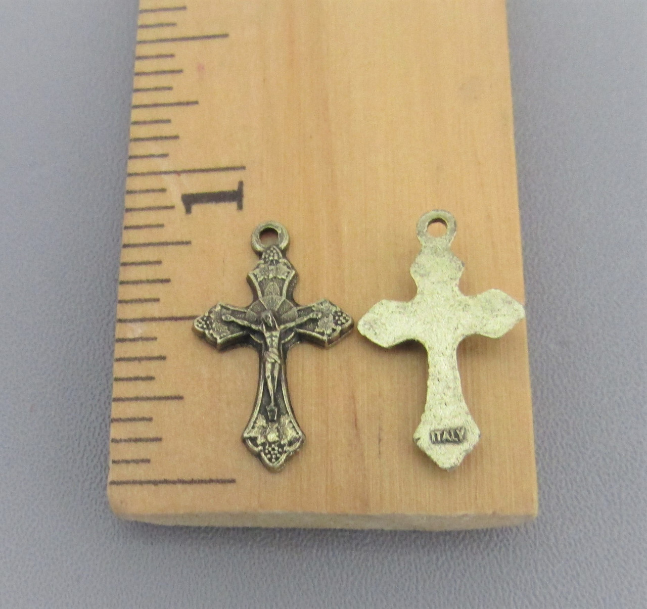 Tiny GRAPE Rosary Crucifix BRONZE - Lot 6 