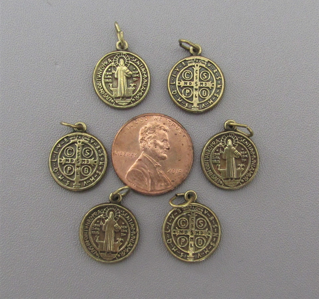 Saint BENEDICT Holy Medal SMALL Bronze ~ Lot 6