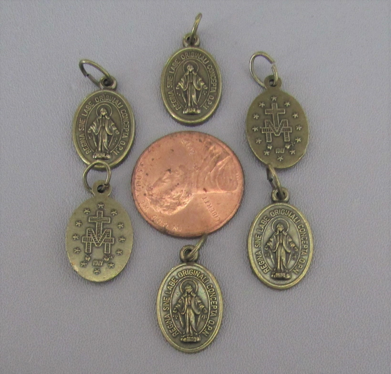 Miraculous Medal Charm SMALL Bronze ~ Lot 6