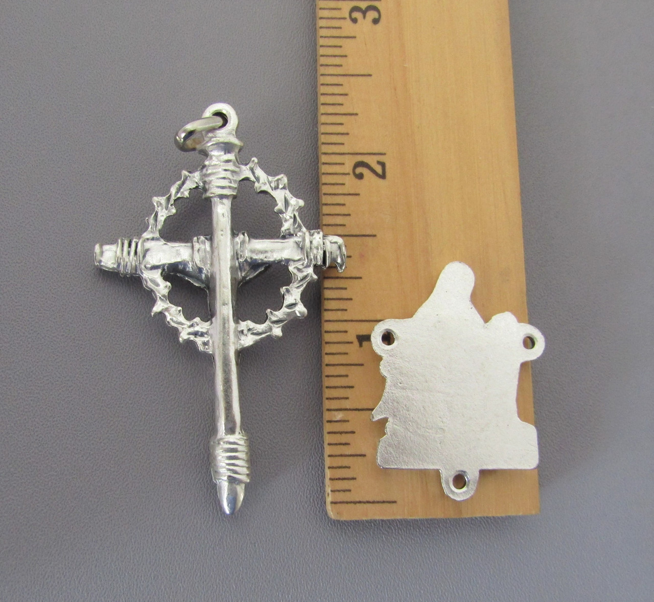 Rosary CENTER & CRUCIFIX Set PIETA & Crown with Thorns Cross