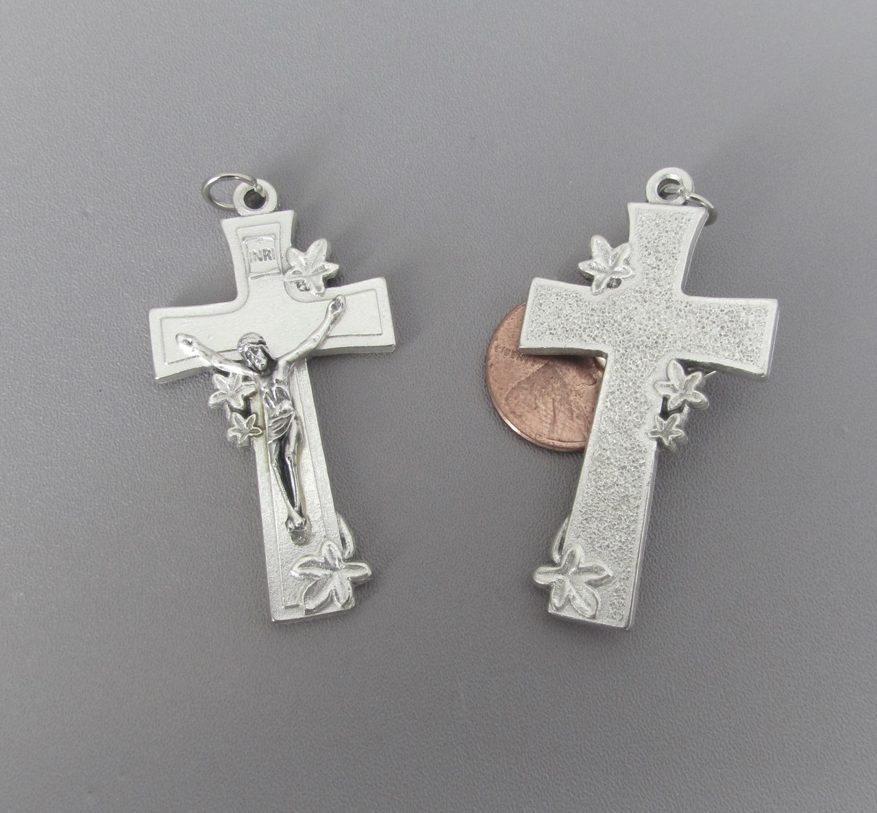 Lily Rosary Crucifix 2"