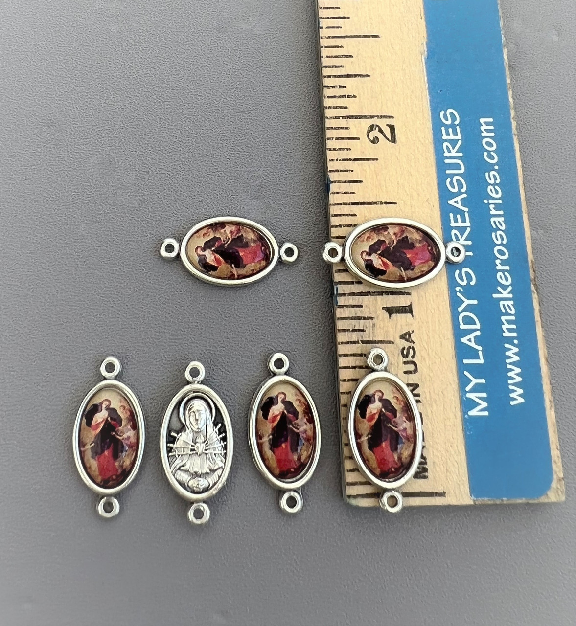  Rosary CENTER & CRUCIFIX & PATER Mary UNDOER of KNOTS 8pc