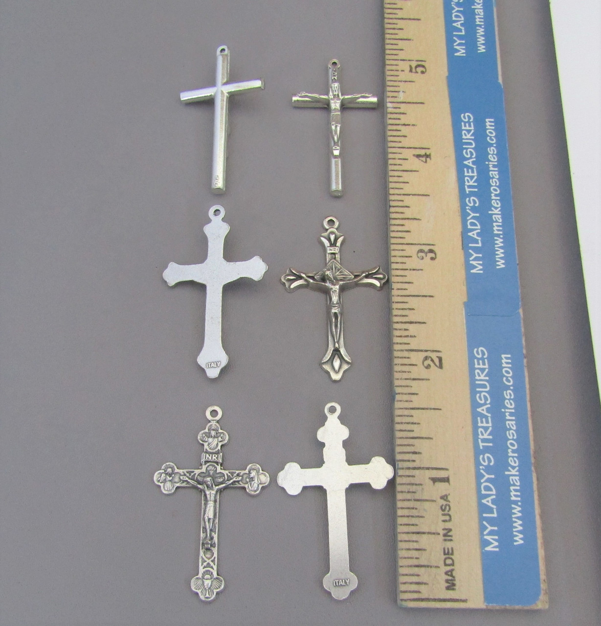 Set 12 SILVER Rosary Cross Crucifixes