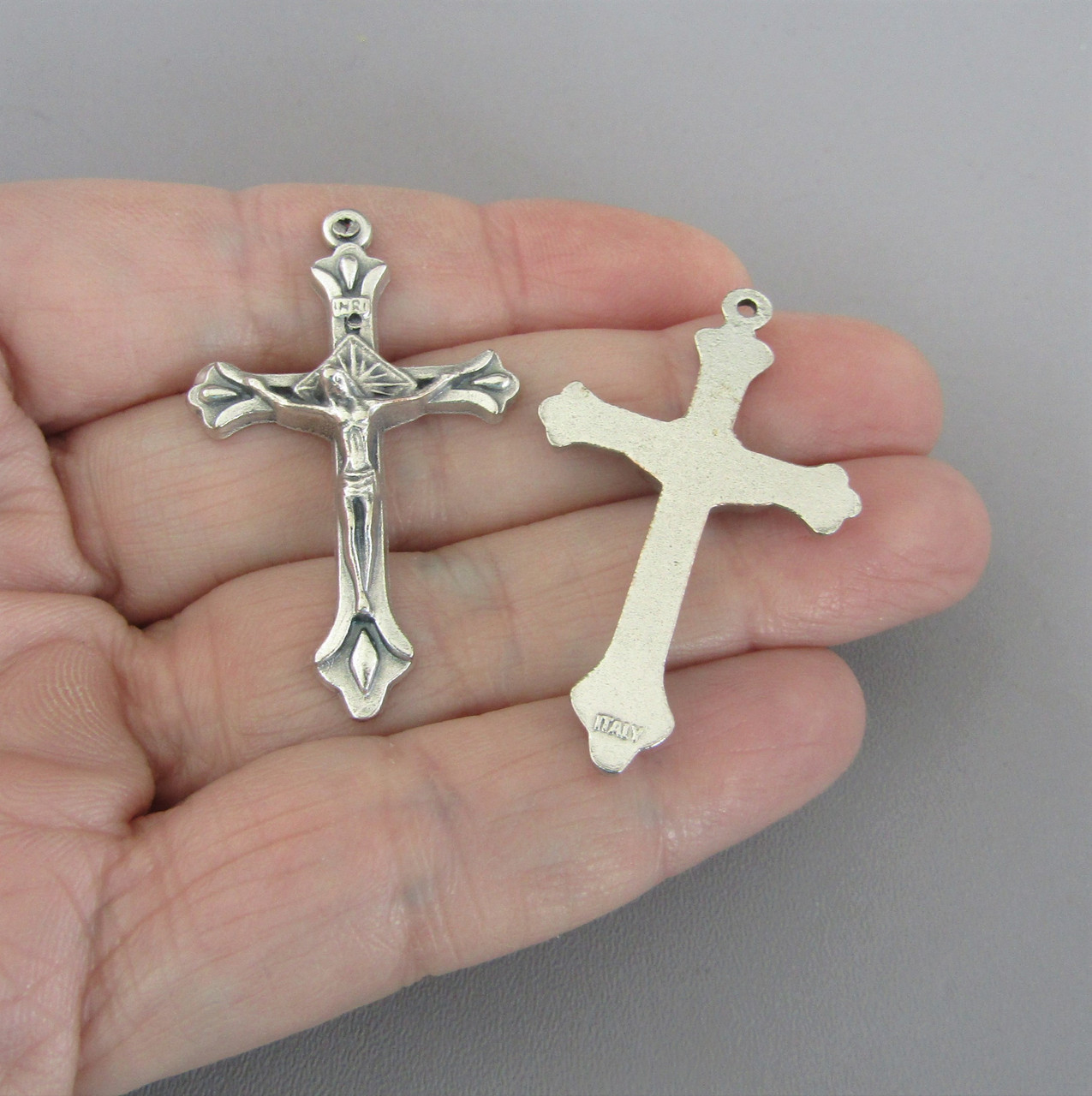 Set 12 SILVER Rosary Cross Crucifixes