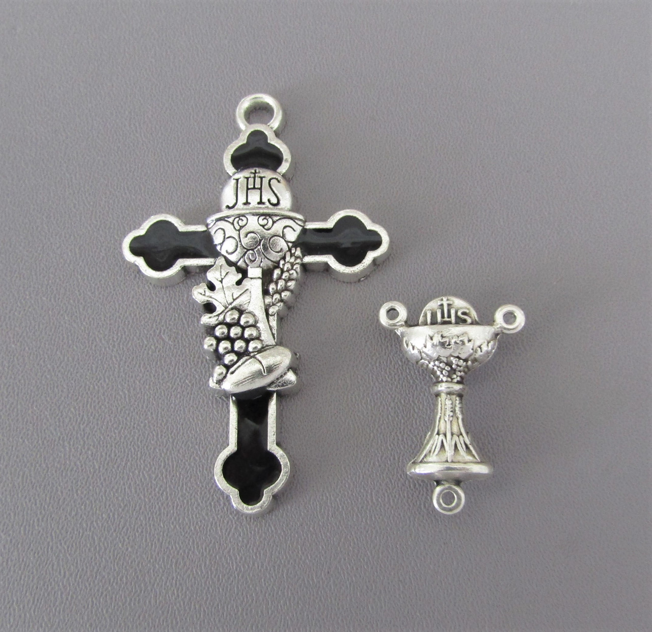Rosary CENTER & CRUCIFIX First Communion BLACK 