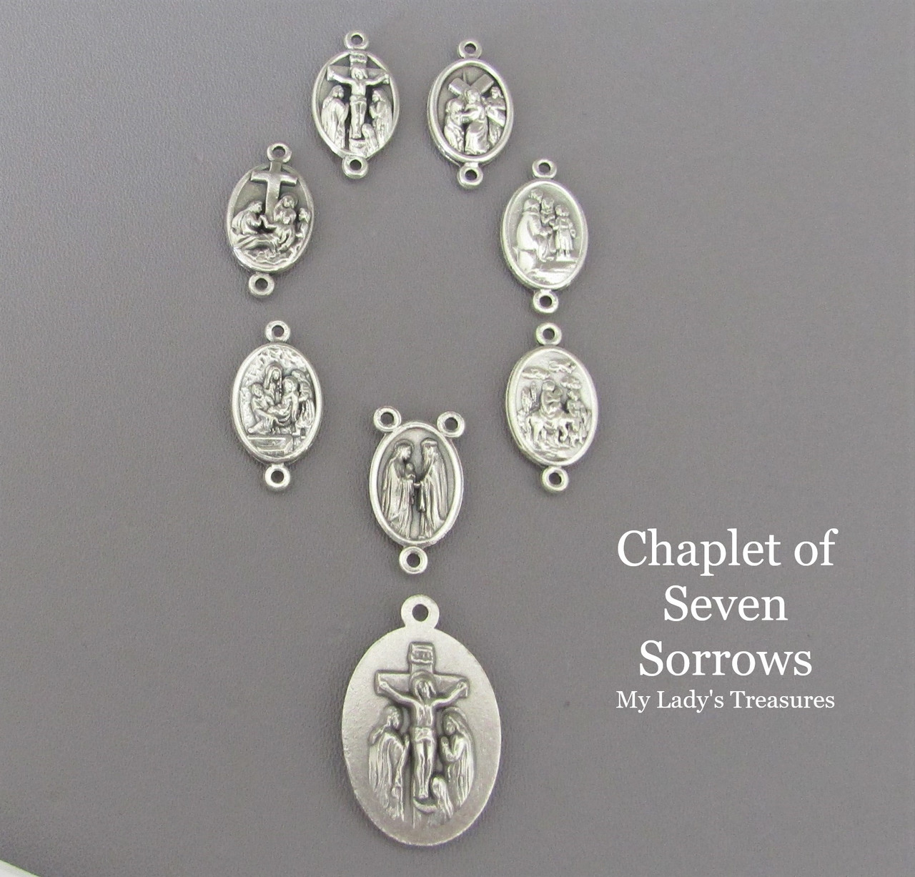 7 Sorrows Dolors Chaplet Set ~ 8 pc SILVER