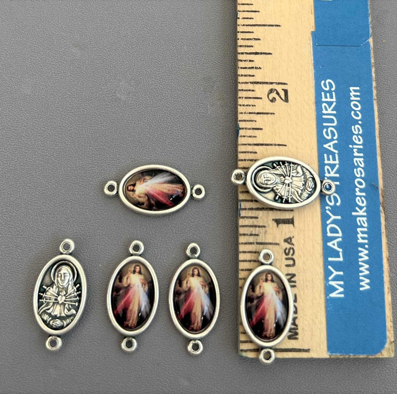  Rosary CENTER & CRUCIFIX & PATER Divine Mercy JESUS 8pc
