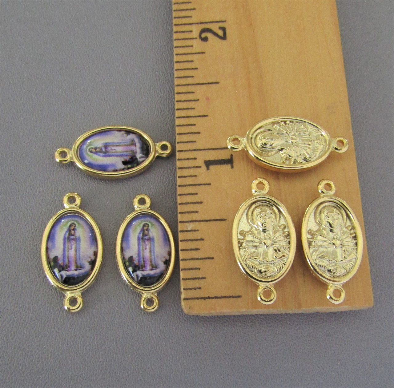 Rosary CENTER & CRUCIFIX & PATER Our Lady of FATIMA 8pc GOLD