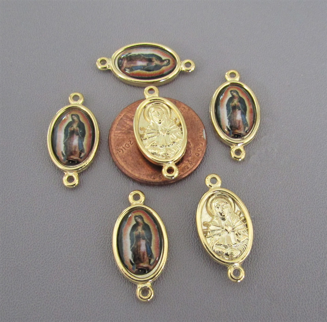 Rosary CENTER & CRUCIFIX & PATER Our Lady of GUADALUPE 8pc GOLD