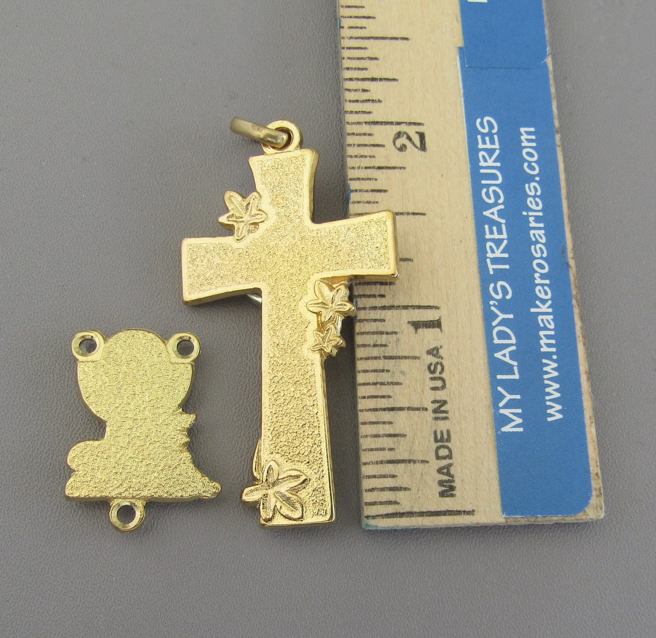 2 tone Communion Chalice Rosary Center & Crucifix -2 pc