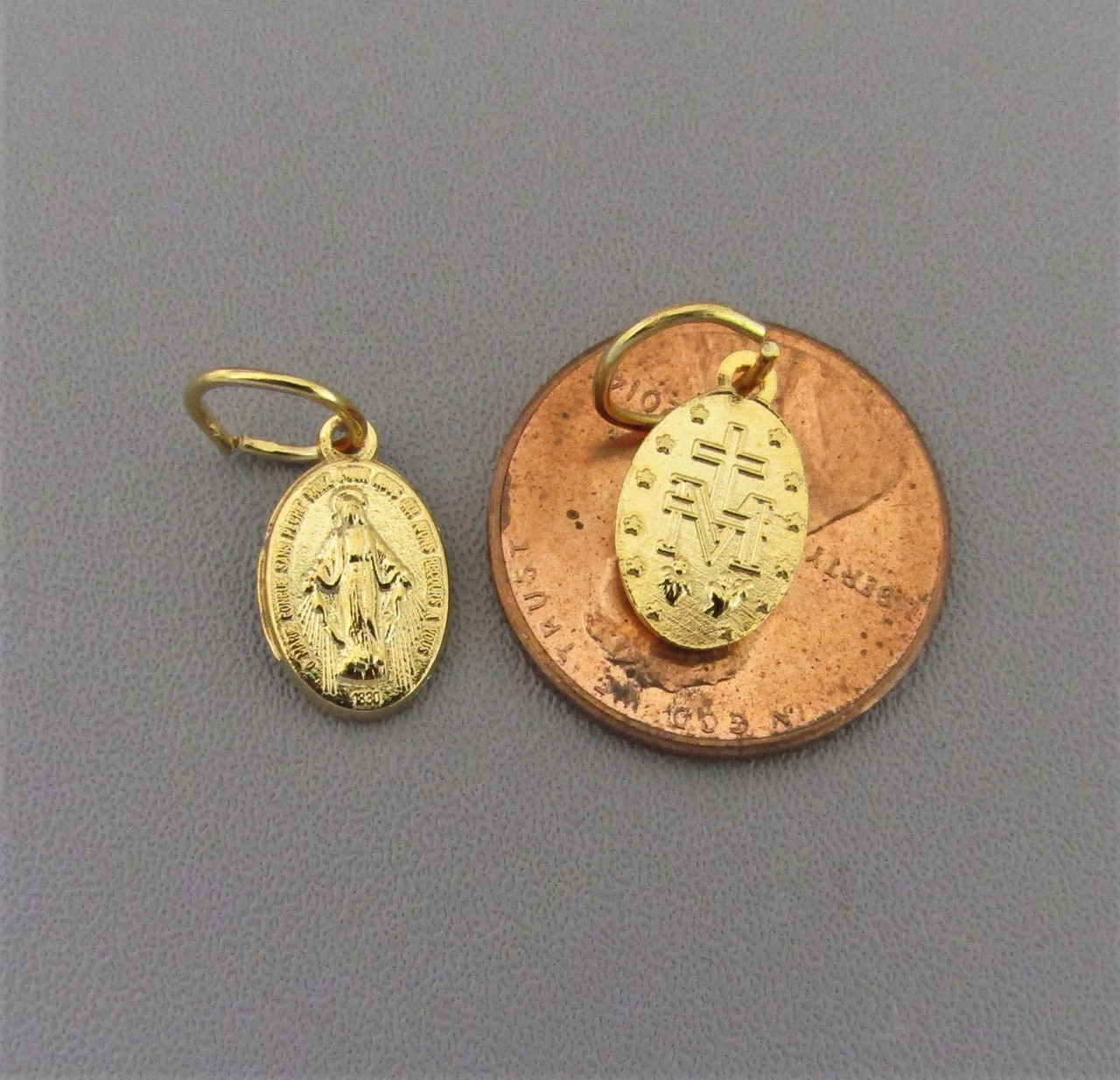 Miraculous Medal Charm TINY Gold ~Lot 12