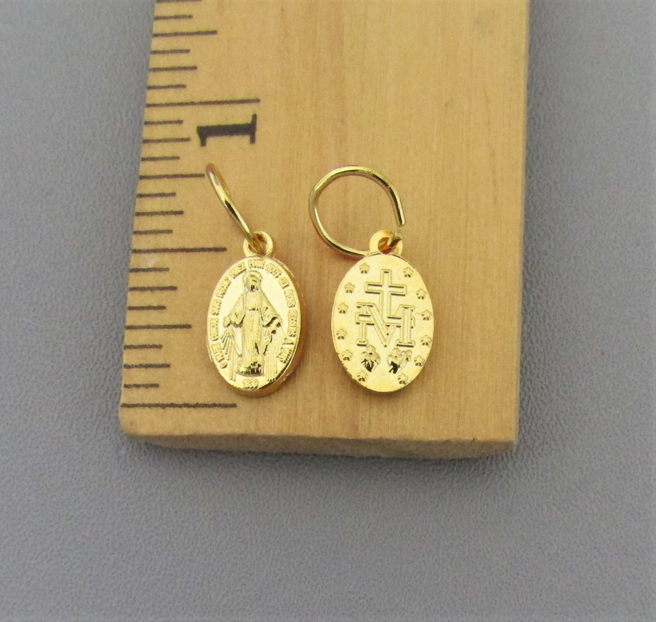 Miraculous Medal Charm TINY Gold ~Lot 12