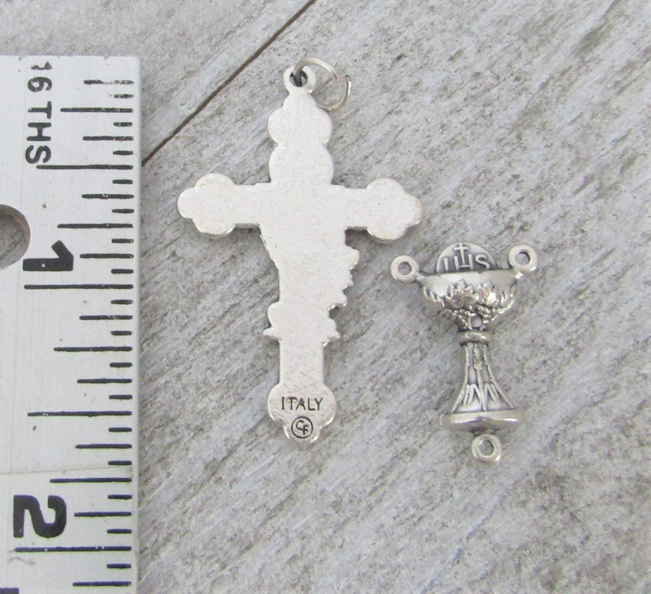 Rosary CENTER & CRUCIFIX First 1st Communion WHITE 1.5"