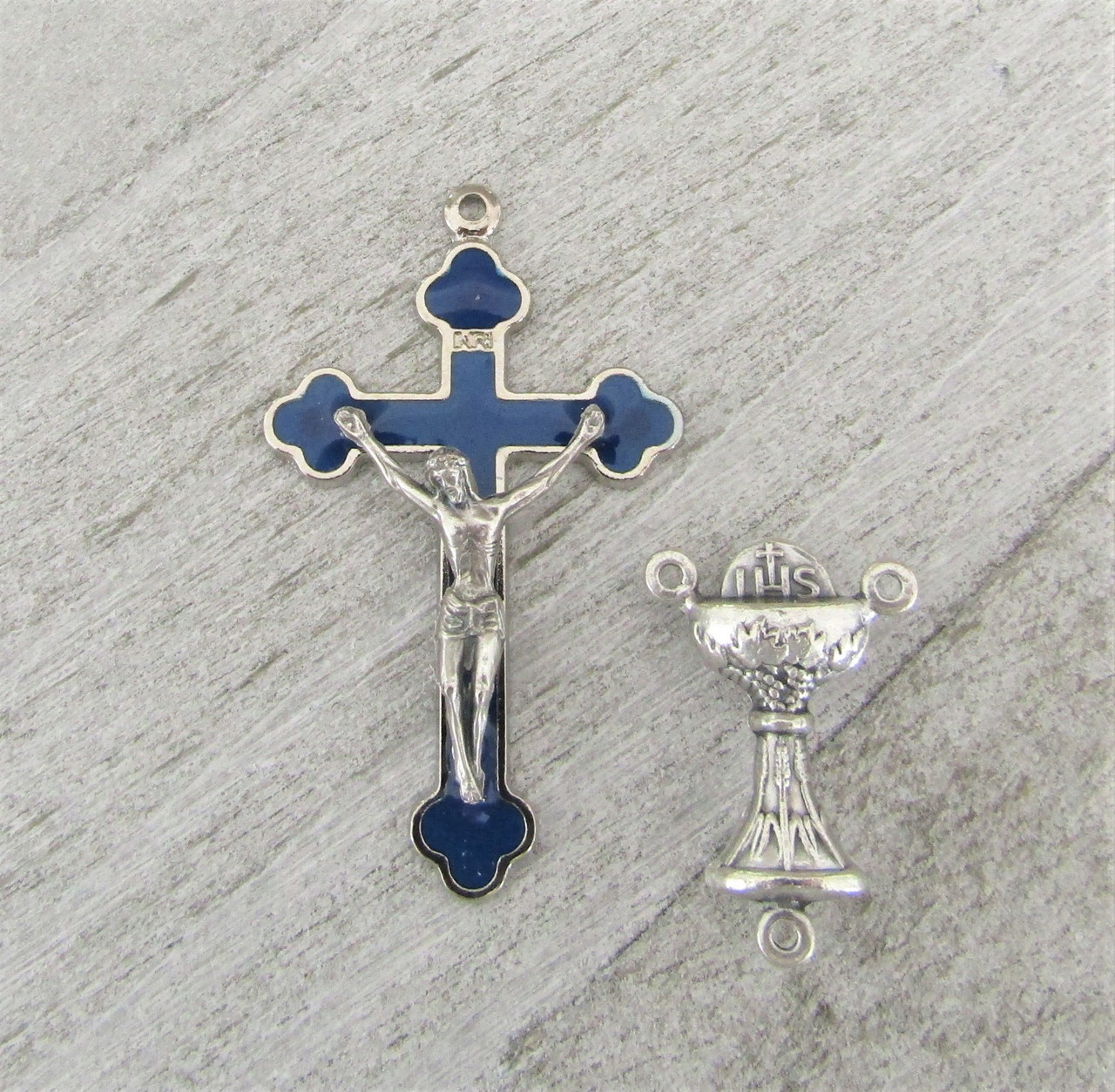 Rosary CENTER & CRUCIFIX First 1st Communion BLUE