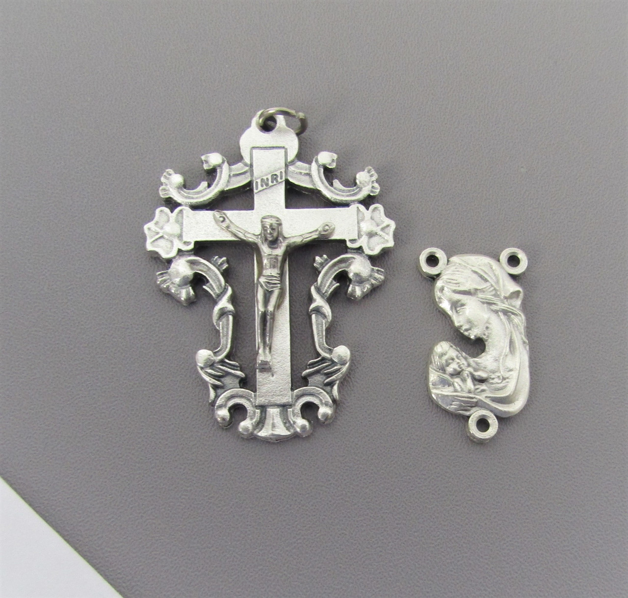 Madonna & Child SCROLL Crucifix & Centerpiece 2pc set