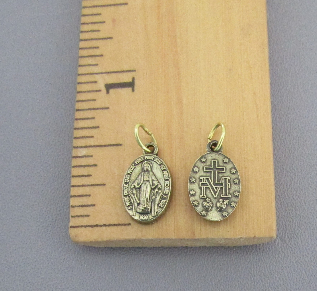 Miraculous Medal Charm TINY Bronze ~Lot 12