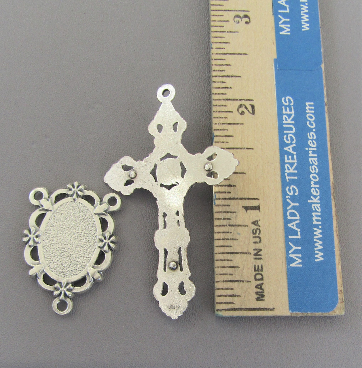 Scallop Lady Guadalupe Rosary Crucifix & Centerpiece 2pc