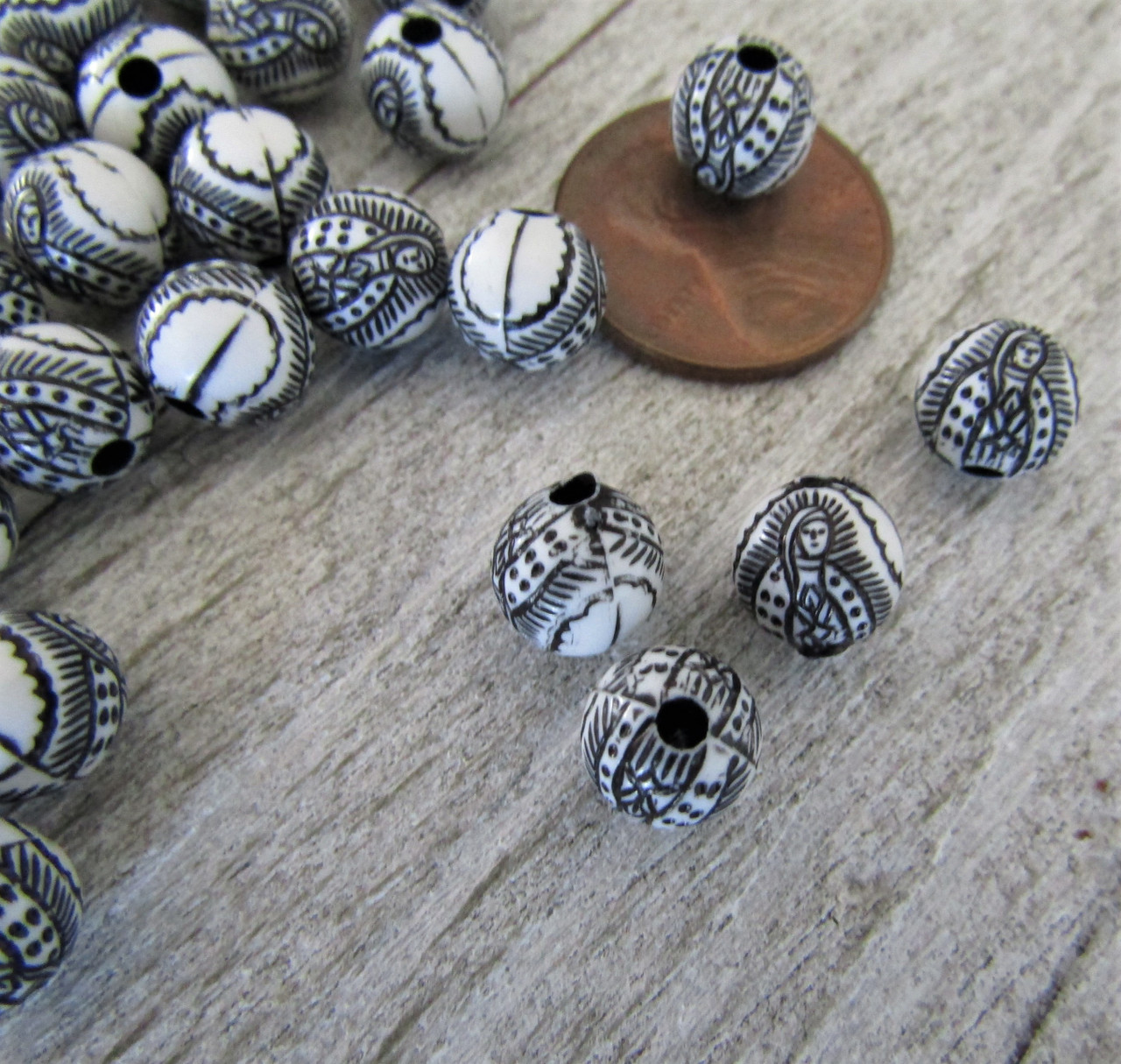 120 Lady of Guadalupe Beads ~ 8mm BLACK