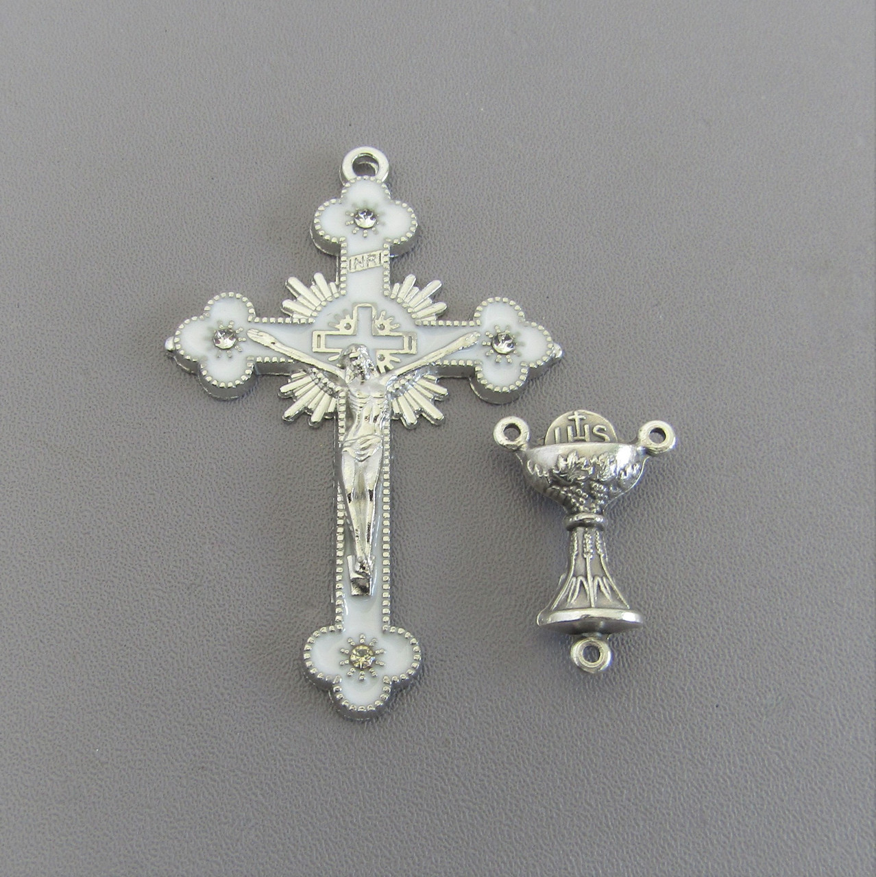 Rosary CENTER & CRUCIFIX First 1st Communion RHINESTONE