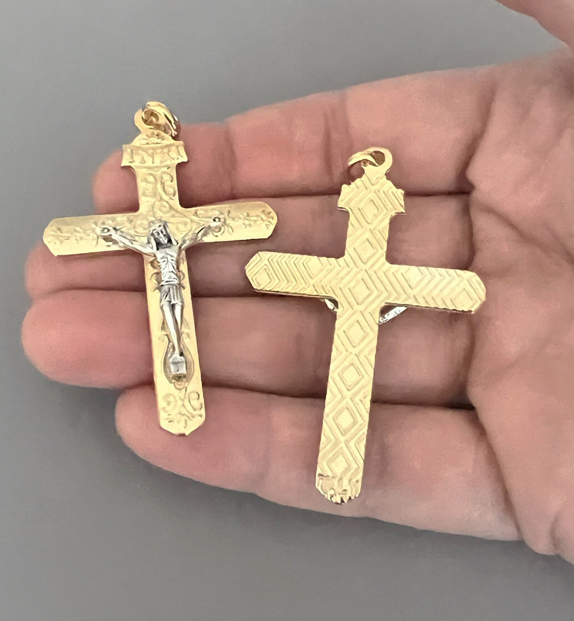 Ornate Rosary CRUCIFIX - Narrow 2" Gold