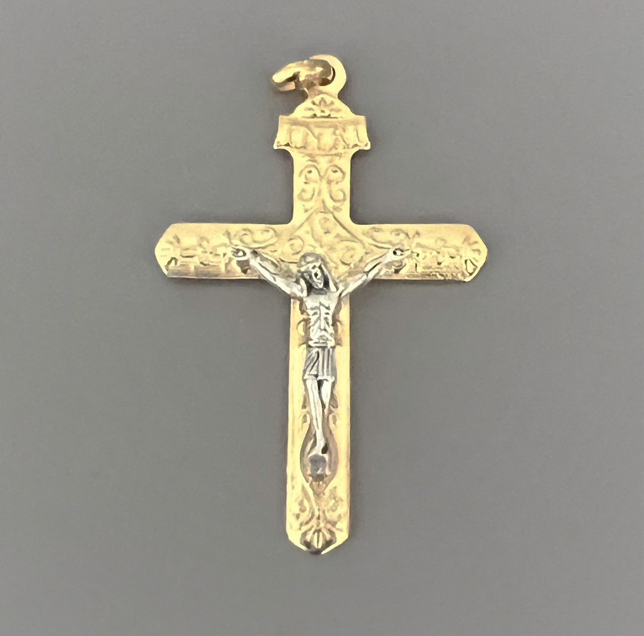 Ornate Rosary CRUCIFIX - Narrow 2" Gold