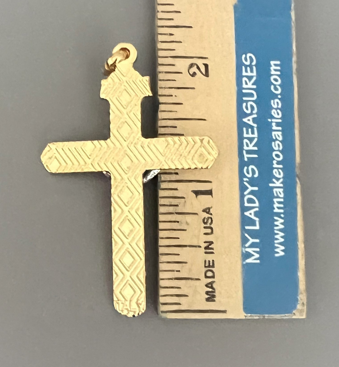 Ornate Rosary CRUCIFIX - Narrow 2" Gold