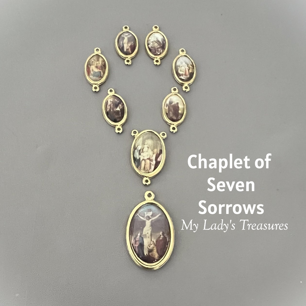 7 Sorrows Dolors Chaplet ~ 8 pc COLOR Gold