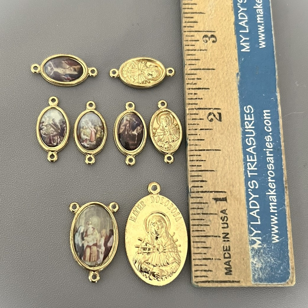 7 Sorrows Dolors Chaplet ~ 8 pc COLOR Gold